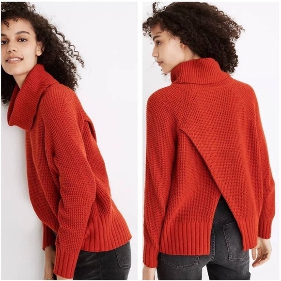 Madewell Sweaters - Madewell Sweater Burnt Orange Eastbrook Turtleneck Cross-Back Size S EUC